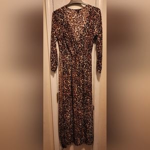Espresso sz M Leopard maxi wrap dress